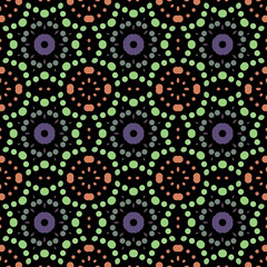 Seamless abstract pattern background with a variety of colored circles.
