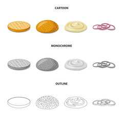 Vector design of burger and sandwich icon. Set of burger and slice stock vector illustration.