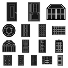 Vector design of door and front logo. Set of door and wooden vector icon for stock.