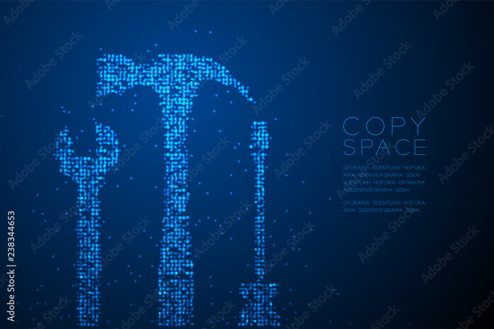 Poster abstract geometric bokeh circle dot pixel pattern wrench screwdriver and hammer shape, mechanic conc