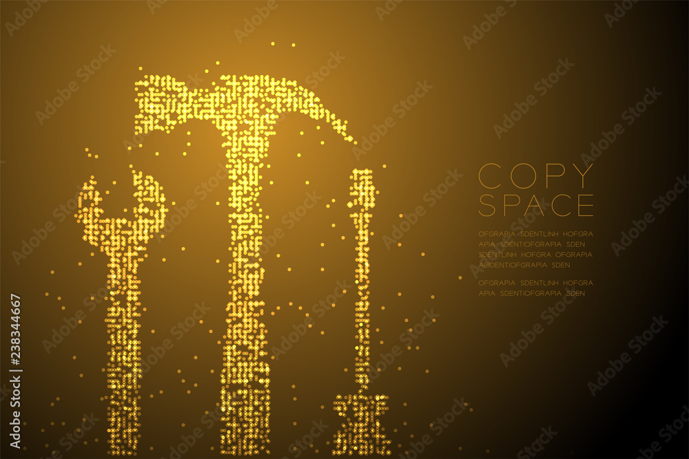 Poster abstract geometric bokeh circle dot pixel pattern wrench screwdriver and hammer shape, mechanic conc