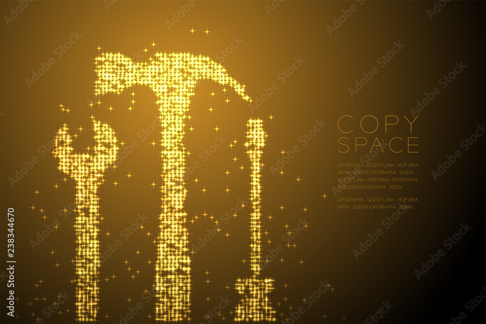 Aufkleber abstract shiny bokeh star pattern wrench screwdriver and hammer shape, mechanic concept design gold 
