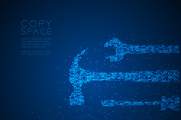 Abstract Geometric Bokeh circle dot pixel pattern Wrench screwdriver and hammer shape, Mechanic concept design blue color illustration isolated on blue gradient background with copy space, vector