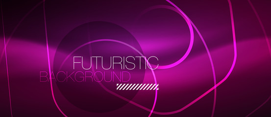 Neon glowing wave, magic energy and light motion background. Vector wallpaper template