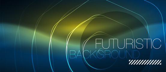 Neon glowing lines, magic energy space blue light concept, abstract background wallpaper design