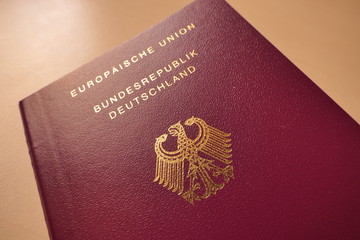 Direct view of the upper part of the German passport