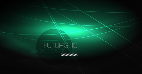 Digital technology abstract background - neon geometric design. Abstract glowing lines. Colorful techno background. Futuristic shape.