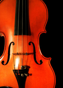Old violin on the black background