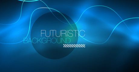 Glowing abstract wave on dark, shiny motion, Christmas and New Year magic space light. Techno abstract background