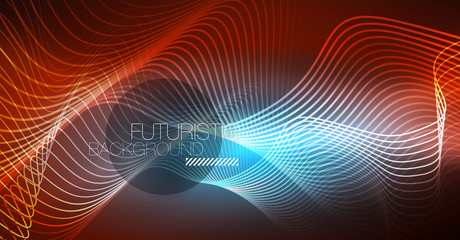 Fototapeta premium Neon lines wave background. Abstract composition