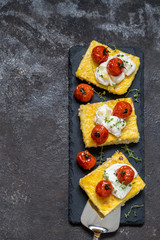 polenta with baked tomatoes and cream cheese