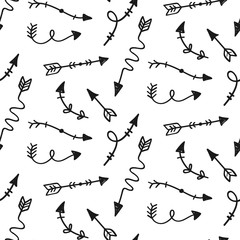 Vector hand drawn arrows seamless pattern
