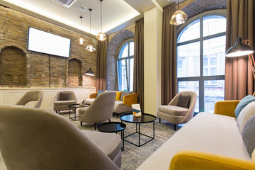 Hotel lobby lounge cafe interior