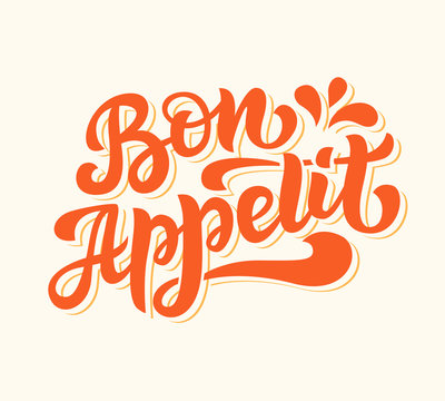 Bon appetit vector logo badge with hand written modern calligraphy