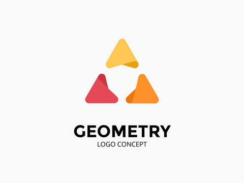 Triangle logo template. Modern vector abstract circle creative sign or symbol. Design geometric element