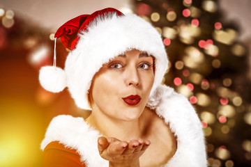 Santa Claus woman and christmas time 