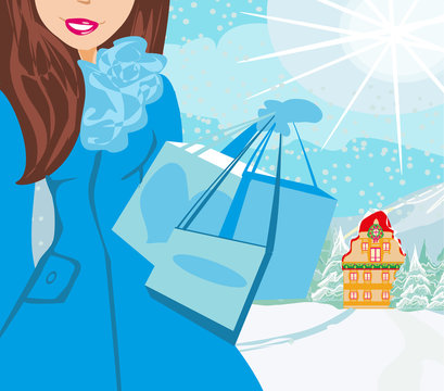 winter shopping card