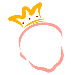 Cute baby in a crown, colorful pattern, contour