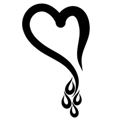 Heart and drops of tears or blood