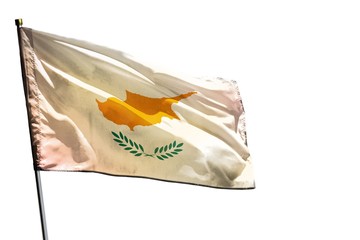 Fluttering Cyprus flag on clear white background isolated.
