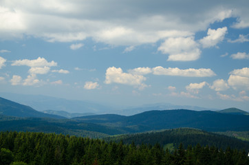 Naklejka na ściany i meble Picturesque landscape of the mountain Kopaonik, in Serbia, is summer