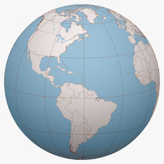 Grenada on the globe. Earth hemisphere centered at the location of Grenada. Grenada map.