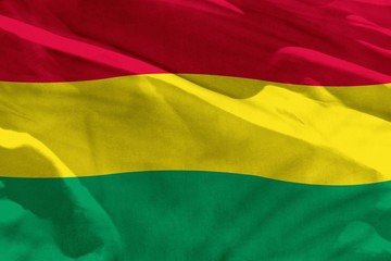 Waving Bolivia flag for using as texture or background, the flag is fluttering on the wind