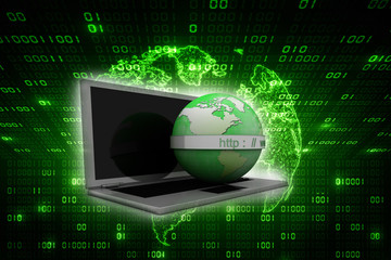 3d rendering https WWW sign on laptop
