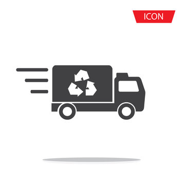 Recycle truck icon vector isolated on white background.