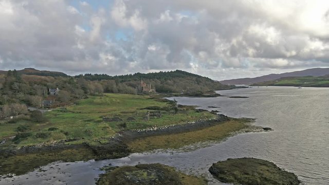 Sunset in autumn at Dunvegan Castle, Isle of Skye