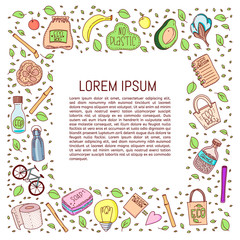 No plastic. Zero waste. Eco lifestyle. Vector