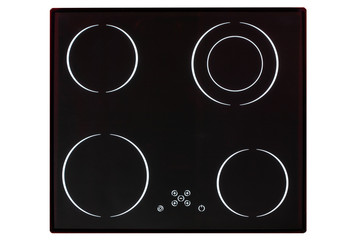 red, ceramic, appliance, stove, cooking, kitchen, oven, technology, zone, four, pan, halogen, glass, surface, heater, touch, electrical, quality, light, cooker, hob, heat, steel, plate, hot, cooktop, 