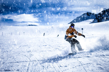 Fototapeta na wymiar Winter time in Alps and snow decoration. 