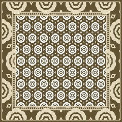 Geometric Pattern with hand-drawing floral ornament. illustration. For fabric, textile, bandana, scarg, print