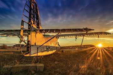 sunrise and the old plane