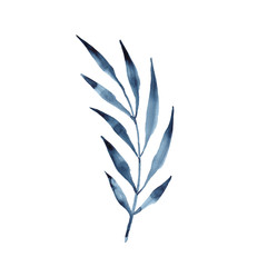 Obraz premium Indigo blue palm tree leaves botanical illustration