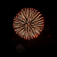 Beautiful Bright fireworks isolated on black background