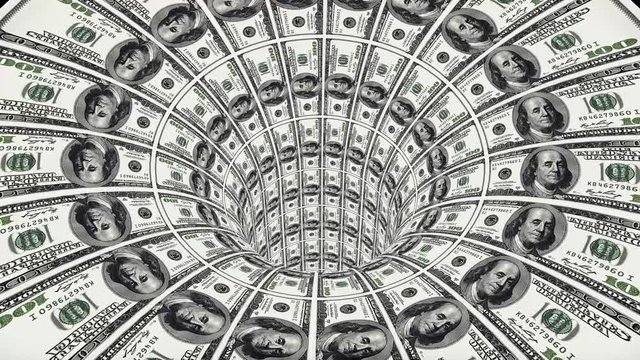us dollar wormhole funnel tunnel flight seamless loop animation background new quality finance business cool nice beautiful 4k stock video footage