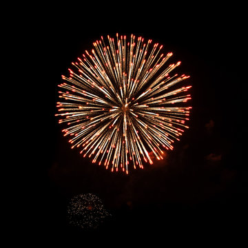 Beautiful Bright fireworks isolated on black background