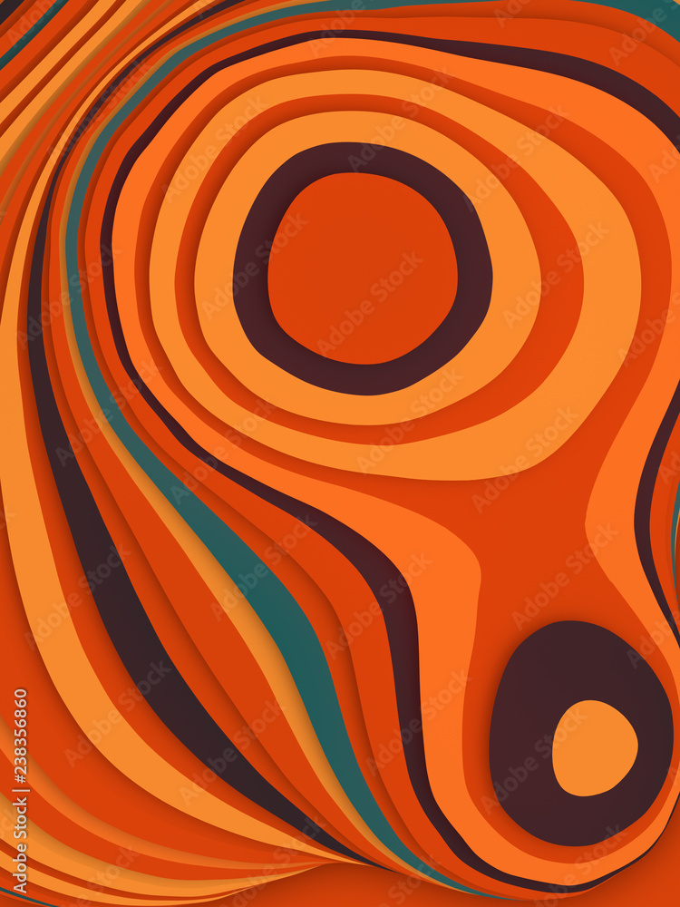 Poster Orange colored sliced shape. Computer generated abstract geometric 3D render illustration