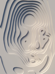 Abstract paper cut art background design for website template. Topography map concept. 3d rendering
