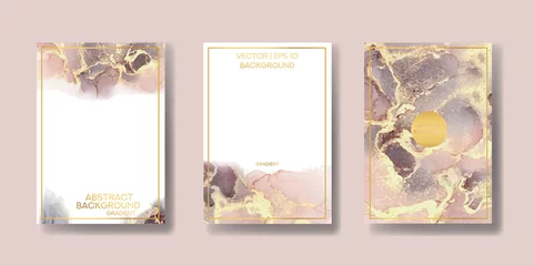 Poster   wedding invitation. a great celebration of lovers. texture of liquid marble and gold. print for leaflets, banners, flyers, business cards, cards. trend vector © chikovnaya