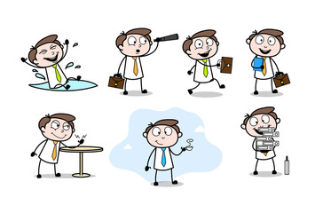 Collection Of daily office routine Cartoon Professional Businessman