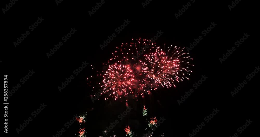 Poster celebration firework exploding and glow over dark background with dark and grain processed