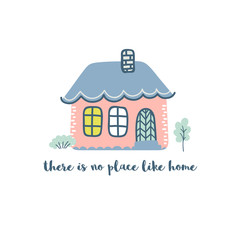 Cute pink house isolated on white 