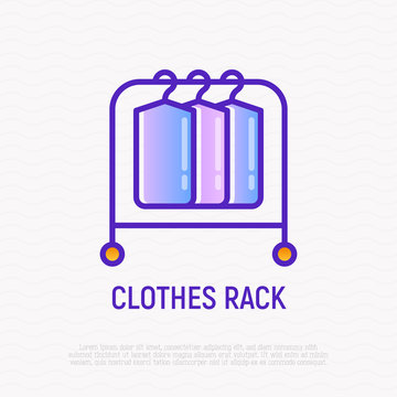 Clothes Rack, Rail Thin Line Icon. Modern Vector Illustration Of Furniture For Apparel Storage.