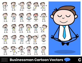 Different Poses Cartoon Professional Businessman