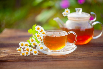green tea with chamomile in cup