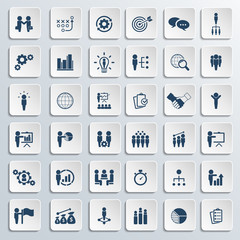 Universal business strategy icons set. Vector.