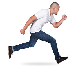 Bald Man Running Fast
